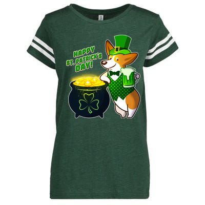 Happy St Patrick's Day Corgi Enza Ladies Jersey Football T-Shirt