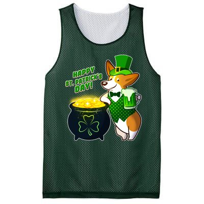 Happy St Patrick's Day Corgi Mesh Reversible Basketball Jersey Tank