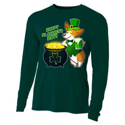 Happy St Patrick's Day Corgi Cooling Performance Long Sleeve Crew