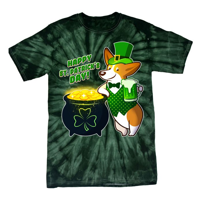 Happy St Patrick's Day Corgi Tie-Dye T-Shirt