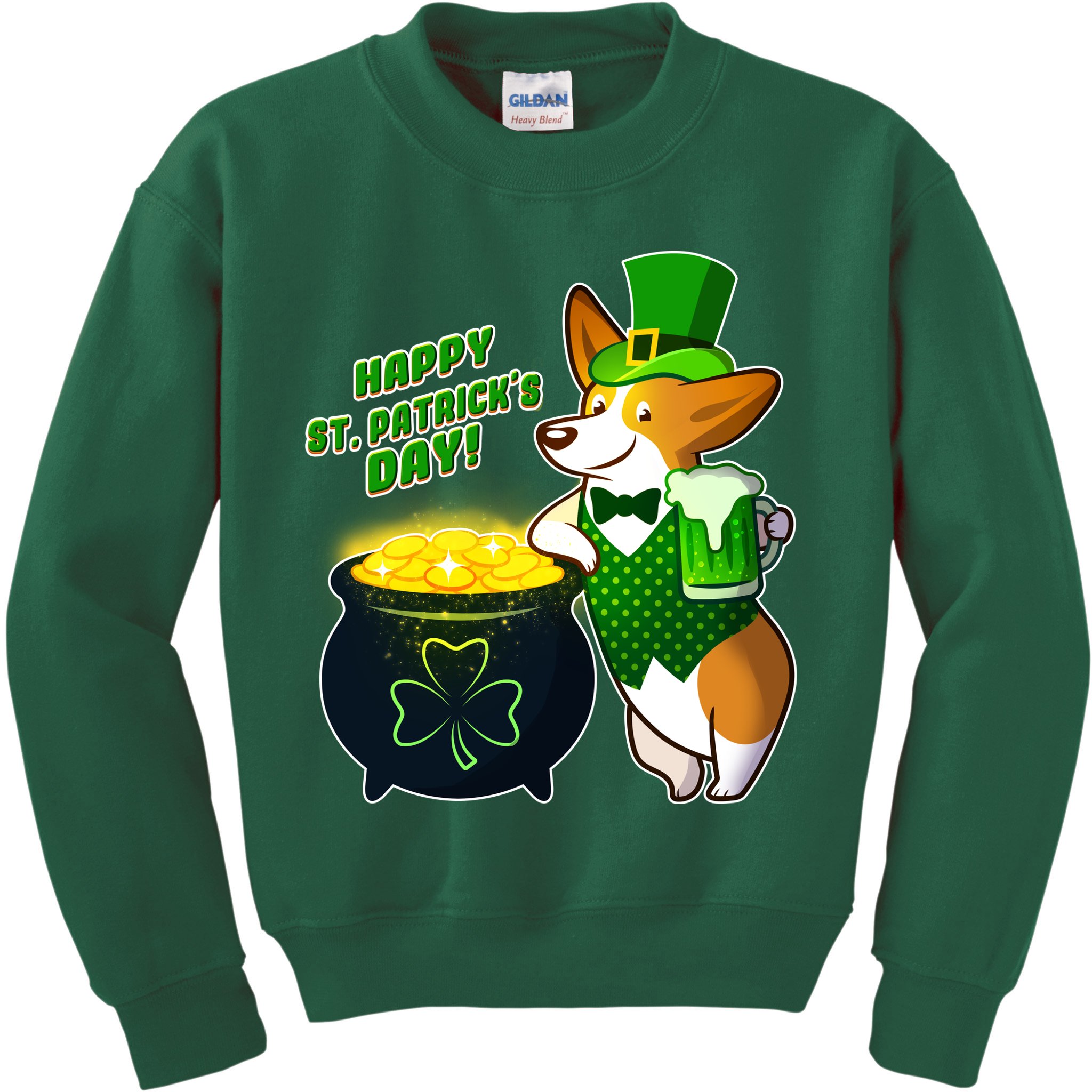 Happy St Patrick's Day Corgi Kids Sweatshirt