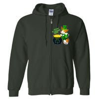 Happy St Patrick's Day Corgi Full Zip Hoodie