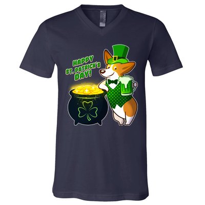 Happy St Patrick's Day Corgi V-Neck T-Shirt