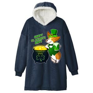 Happy St Patrick's Day Corgi Hooded Wearable Blanket