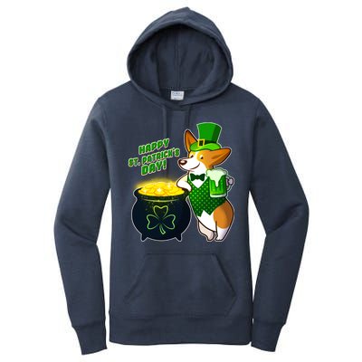 Happy St Patrick's Day Corgi Women's Pullover Hoodie