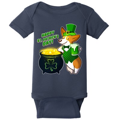 Happy St Patrick's Day Corgi Baby Bodysuit