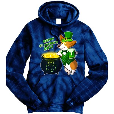 Happy St Patrick's Day Corgi Tie Dye Hoodie