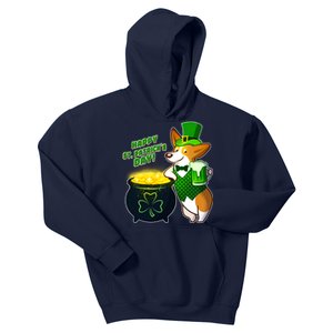 Happy St Patrick's Day Corgi Kids Hoodie