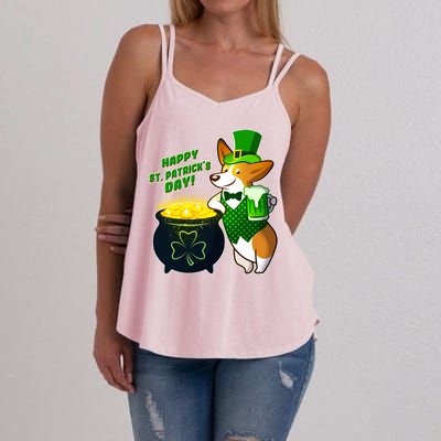 Happy St Patrick's Day Corgi Women's Strappy Tank