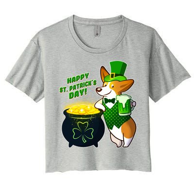 Happy St Patrick's Day Corgi Women's Crop Top Tee