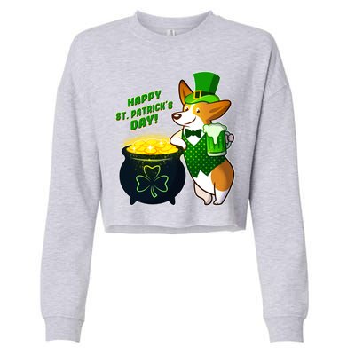 Happy St Patrick's Day Corgi Cropped Pullover Crew