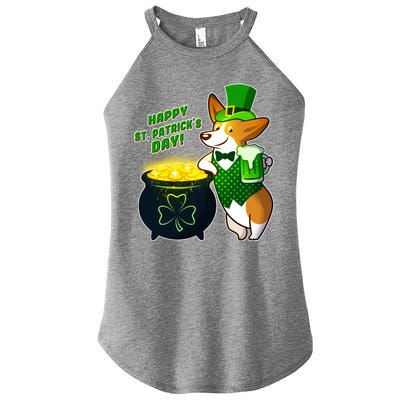 Happy St Patrick's Day Corgi Women's Perfect Tri Rocker Tank