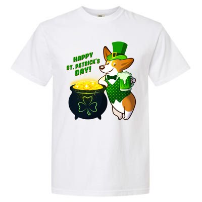 Happy St Patrick's Day Corgi Garment-Dyed Heavyweight T-Shirt