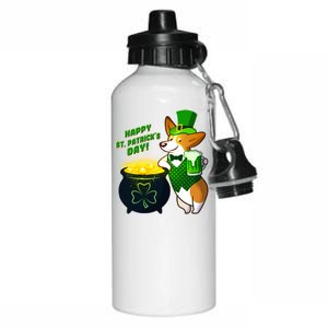 Happy St Patrick's Day Corgi Aluminum Water Bottle