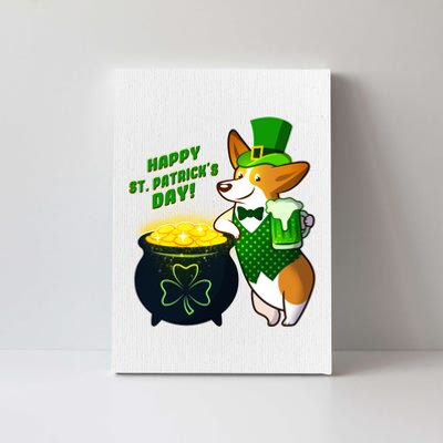 Happy St Patrick's Day Corgi Canvas