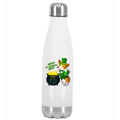 Happy St Patrick's Day Corgi Stainless Steel Insulated Water Bottle