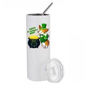 Happy St Patrick's Day Corgi Stainless Steel Tumbler