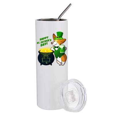 Happy St Patrick's Day Corgi Stainless Steel Tumbler