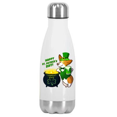 Happy St Patrick's Day Corgi Stainless Steel Insulated Water Bottle