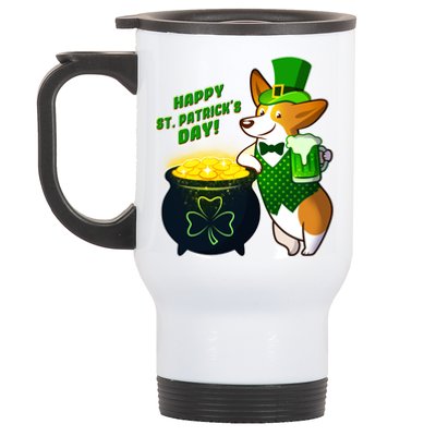 Happy St Patrick's Day Corgi Stainless Steel Travel Mug