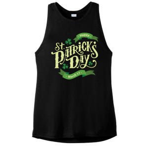 Happy St Patricks Day March 17 Ladies PosiCharge Tri-Blend Wicking Tank