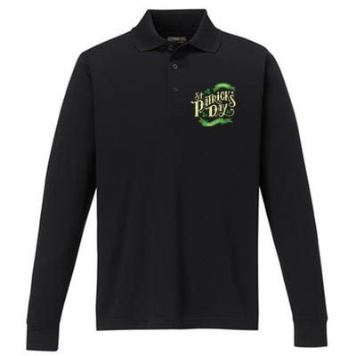 Happy St Patricks Day March 17 Performance Long Sleeve Polo