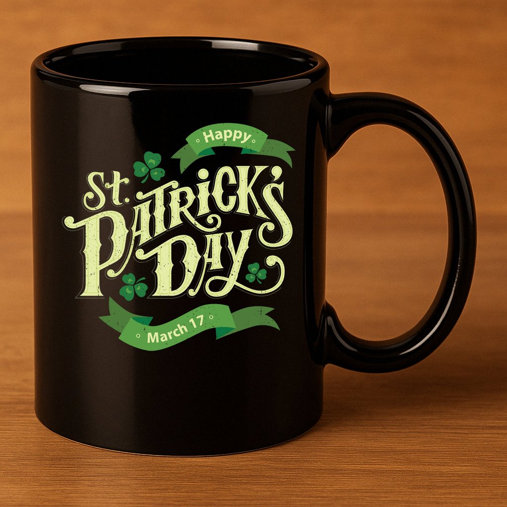 Happy St Patricks Day March 17 11oz C Handle Ceramic Mug