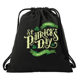 Happy St Patricks Day March 17 Drawstring Bag