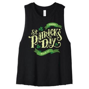 Happy St Patricks Day March 17 Women's Racerback Cropped Tank