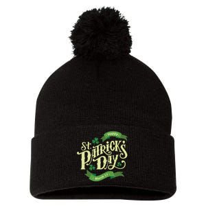 Happy St Patricks Day March 17 Pom Pom 12in Knit Beanie