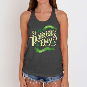 Happy St Patricks Day March 17 Women's Knotted Racerback Tank