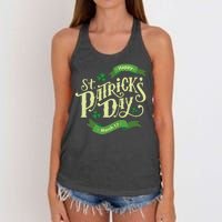 Happy St Patricks Day March 17 Women's Knotted Racerback Tank