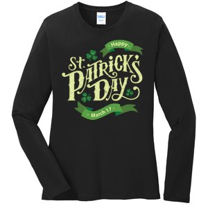 Happy St Patricks Day March 17 Ladies Long Sleeve Shirt