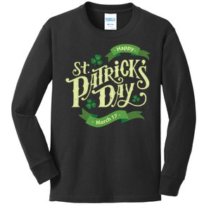 Happy St Patricks Day March 17 Kids Long Sleeve Shirt