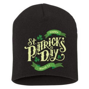 Happy St Patricks Day March 17 Short Acrylic Beanie