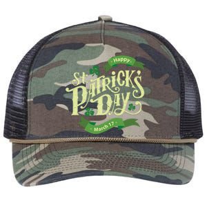 Happy St Patricks Day March 17 Retro Rope Trucker Hat Cap