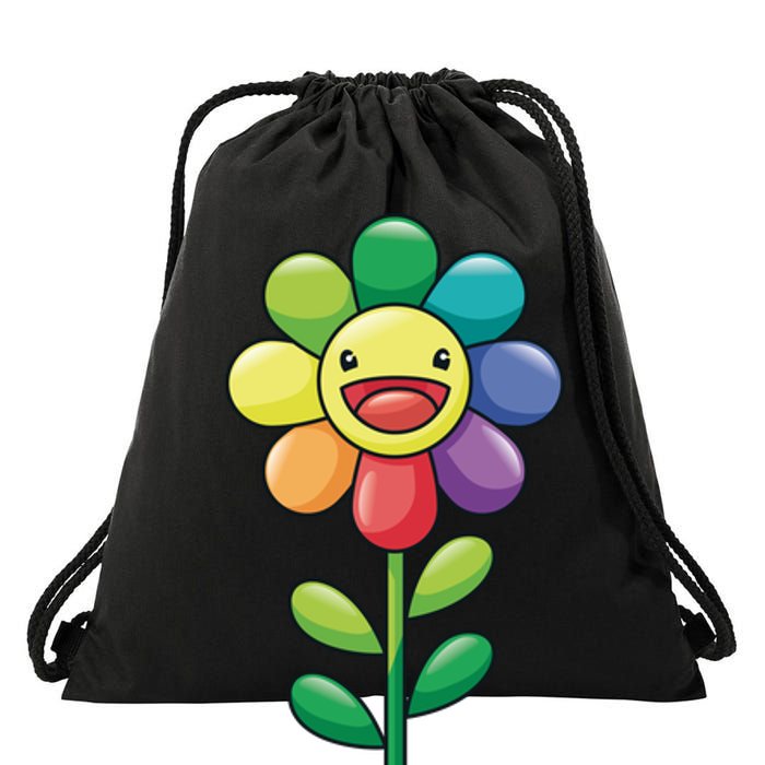 Happy Sunflower Drawstring Bag