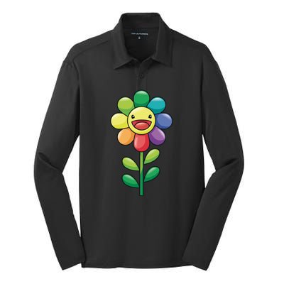 Happy Sunflower Silk Touch Performance Long Sleeve Polo