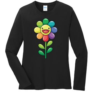 Happy Sunflower Ladies Long Sleeve Shirt