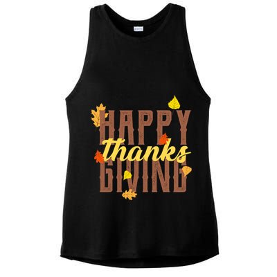 Happy Thanksgiving Ladies PosiCharge Tri-Blend Wicking Tank