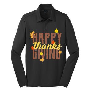 Happy Thanksgiving Silk Touch Performance Long Sleeve Polo