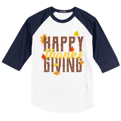 Happy Thanksgiving Baseball Sleeve Shirt