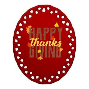 Happy Thanksgiving Ceramic Oval Ornament