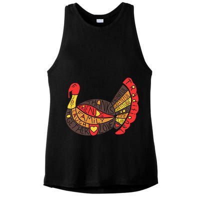Happy Thanksgiving Day Turkey Ladies PosiCharge Tri-Blend Wicking Tank
