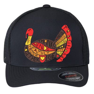 Happy Thanksgiving Day Turkey Flexfit Unipanel Trucker Cap