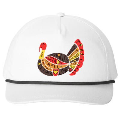 Happy Thanksgiving Day Turkey Snapback Five-Panel Rope Hat