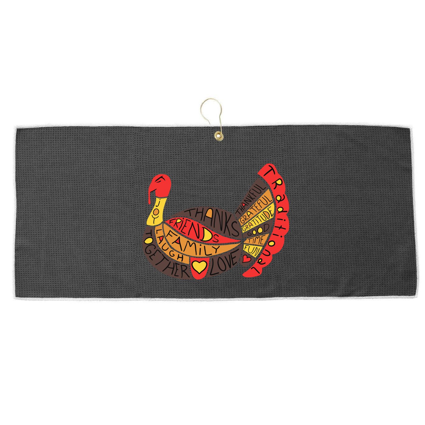 Happy Thanksgiving Day Turkey Large Microfiber Waffle Golf Towel