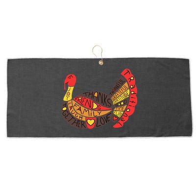 Happy Thanksgiving Day Turkey Large Microfiber Waffle Golf Towel