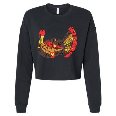 Happy Thanksgiving Day Turkey Cropped Pullover Crew