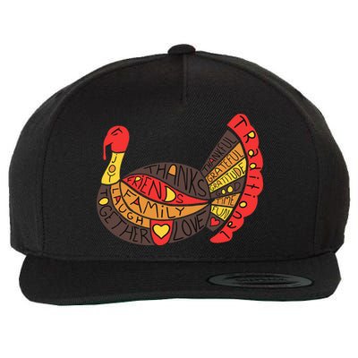 Happy Thanksgiving Day Turkey Wool Snapback Cap